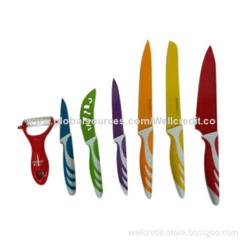 Good-quality 7pcs/Set Color Non-stick Knife Set with Magnet Box